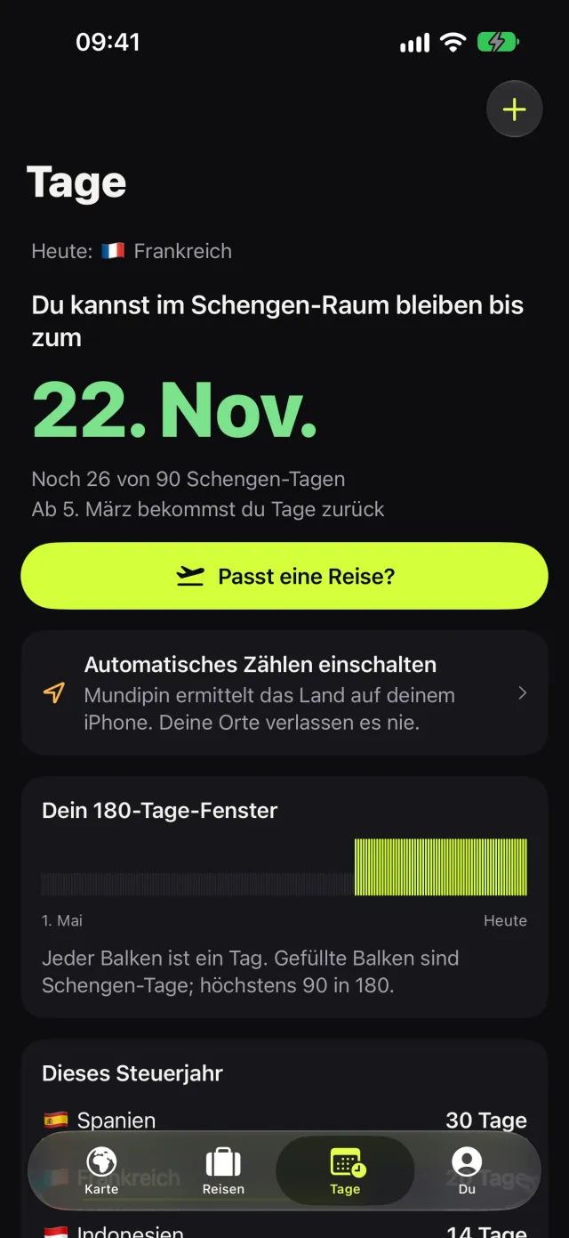 Der Tab Tage: Du darfst bis zum 22. November im Schengen-Raum bleiben