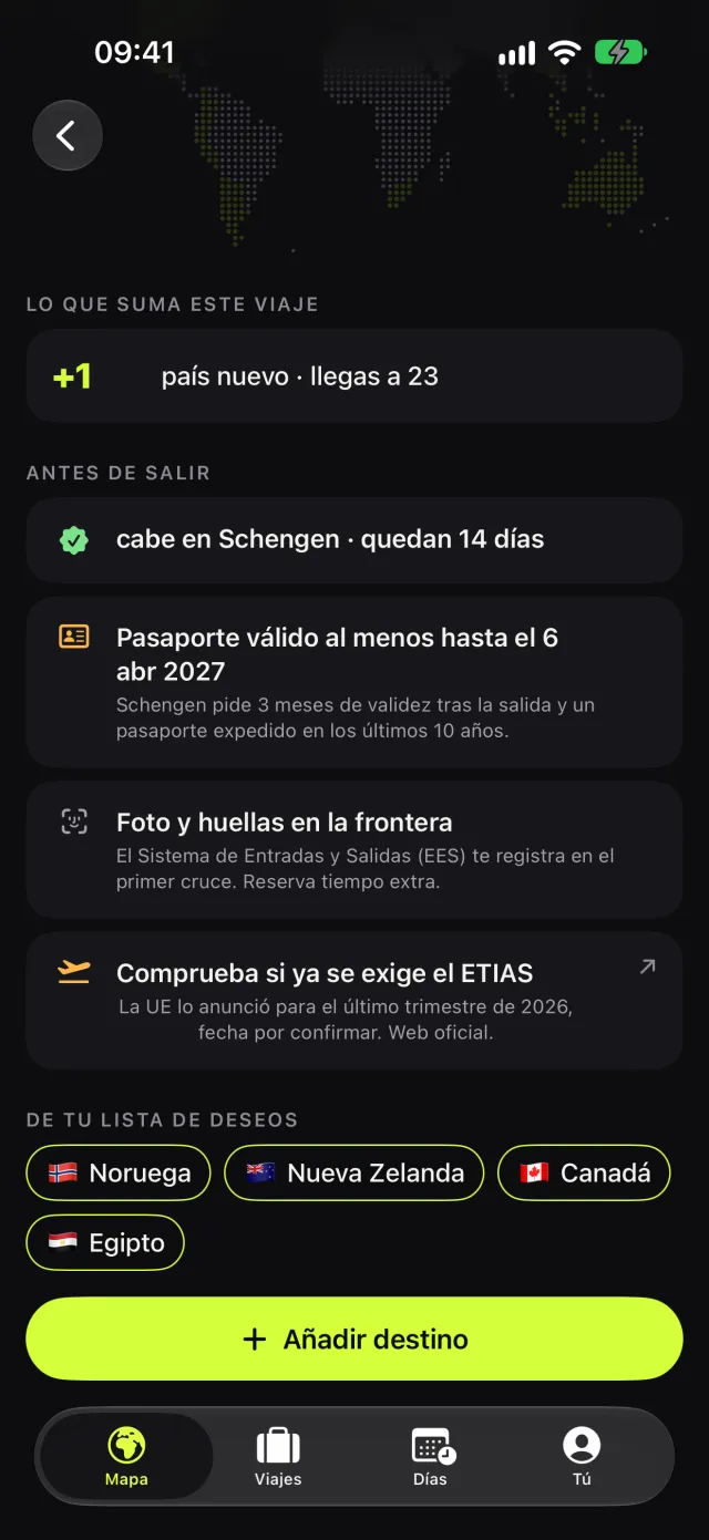 "¿Puedo hacer este viaje?" antes de reservar, con pasaporte, EES y ETIAS revisados